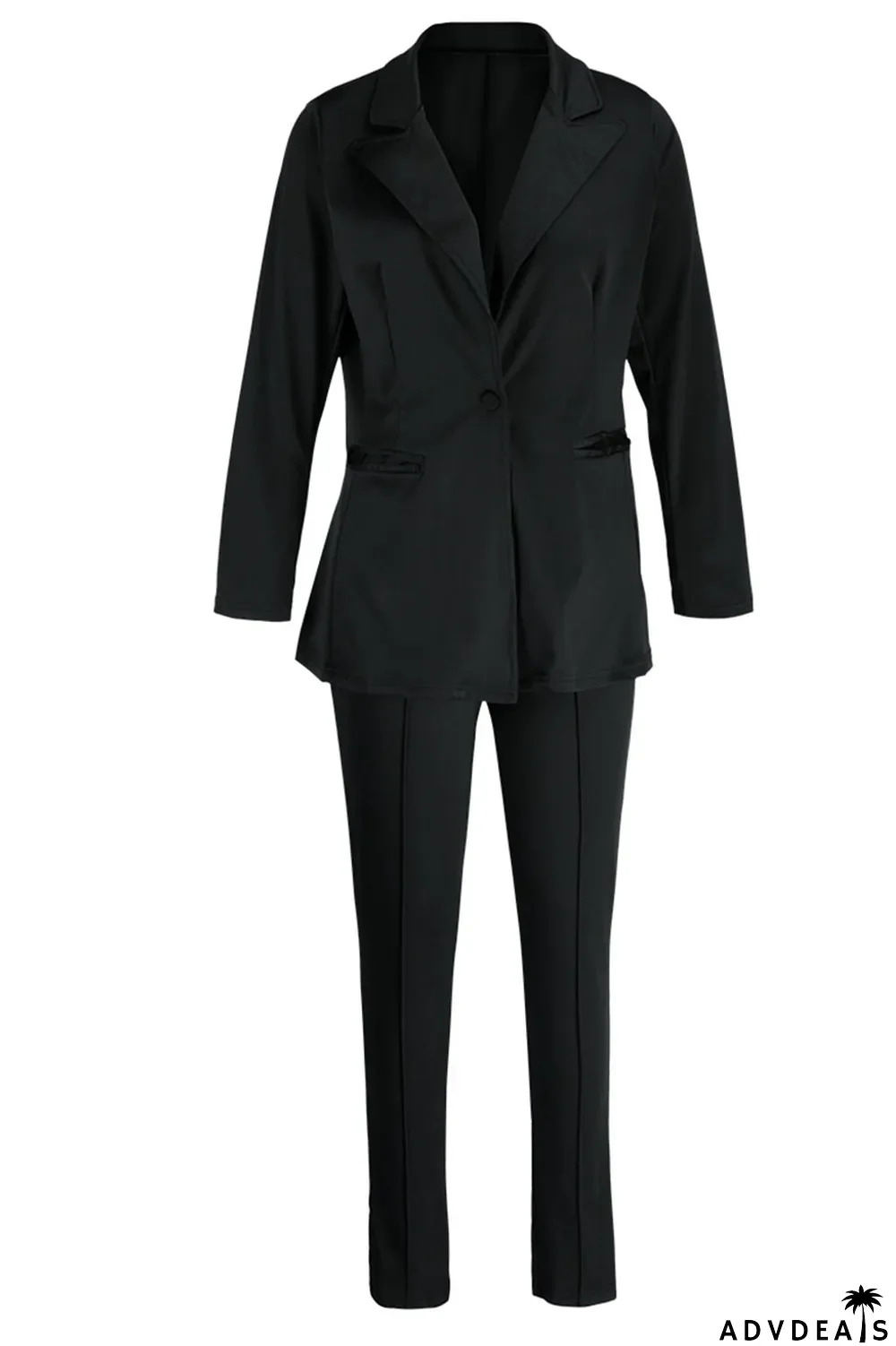 Black Casual Solid Patchwork Turn-back Collar Long Sleeve Two Pieces