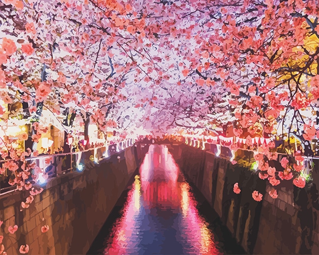 

Sakura Cherry Blossom Japan – Paint By Numbers - 40*50CM, 501 Original