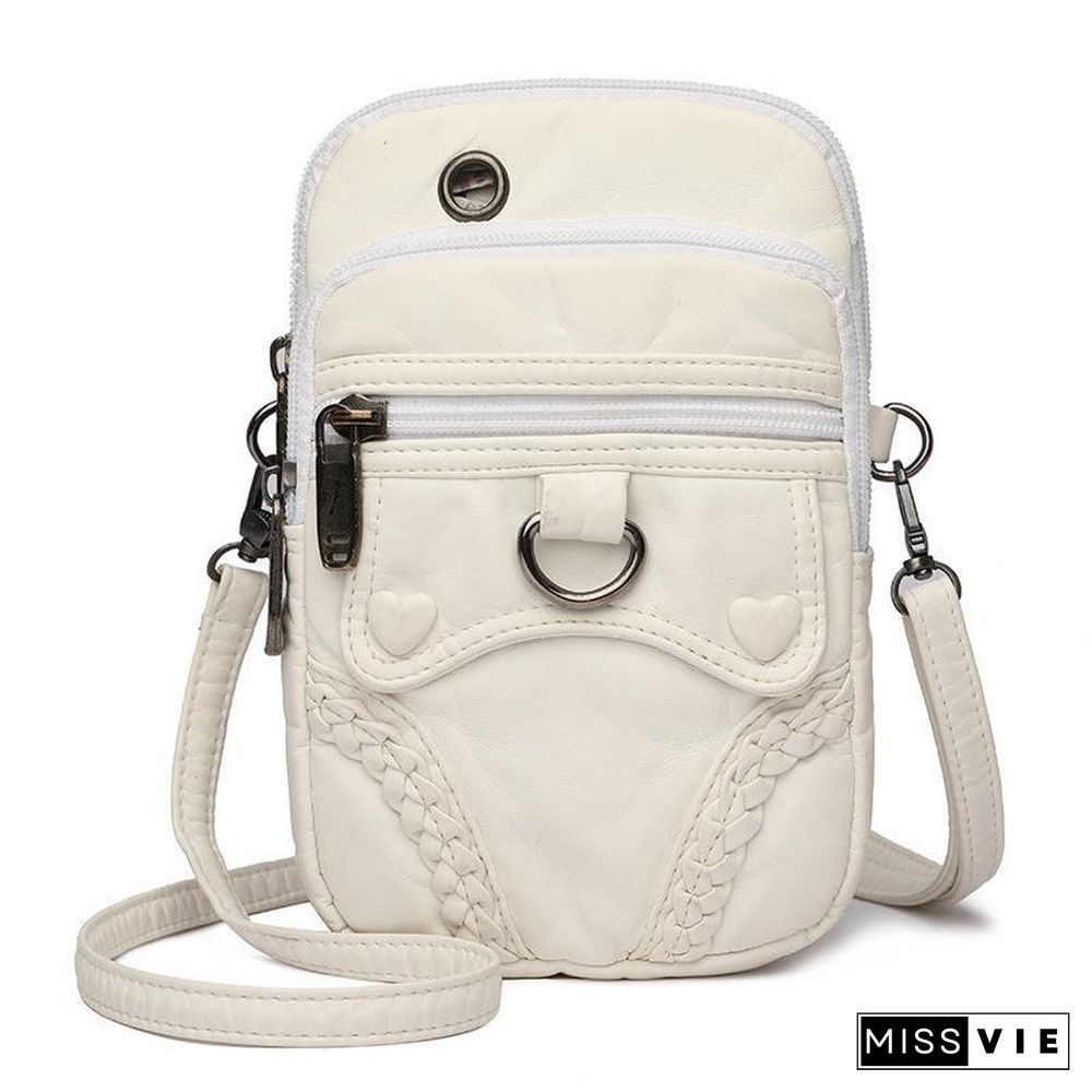 Retro Soft Women Zipper Shoulder Bag