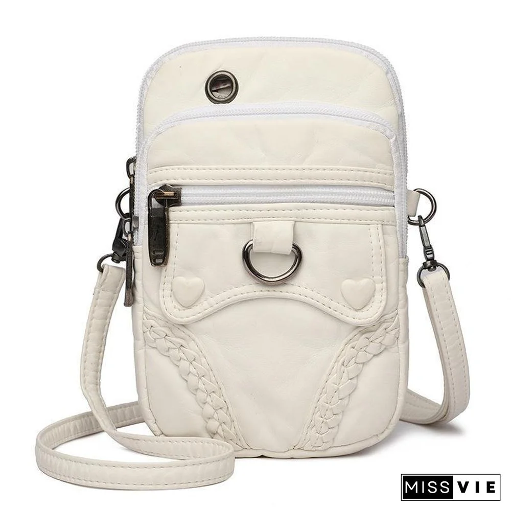 Retro Soft Women Zipper Shoulder Bag