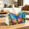Blue Butterfly DIY PULeather Diamond Painting Tissue Box for Adults Beginners Decorative Diamond Art Paper Storage Holder for Living Room Bedroom Bathroom Table Decor