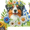 (US Local)Dog Flowers 5D DIY Wooden Diamond Painting Door Topper for Party (Left)
