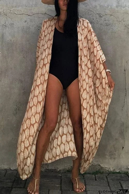 Leaf Belted Kimono Cardigan