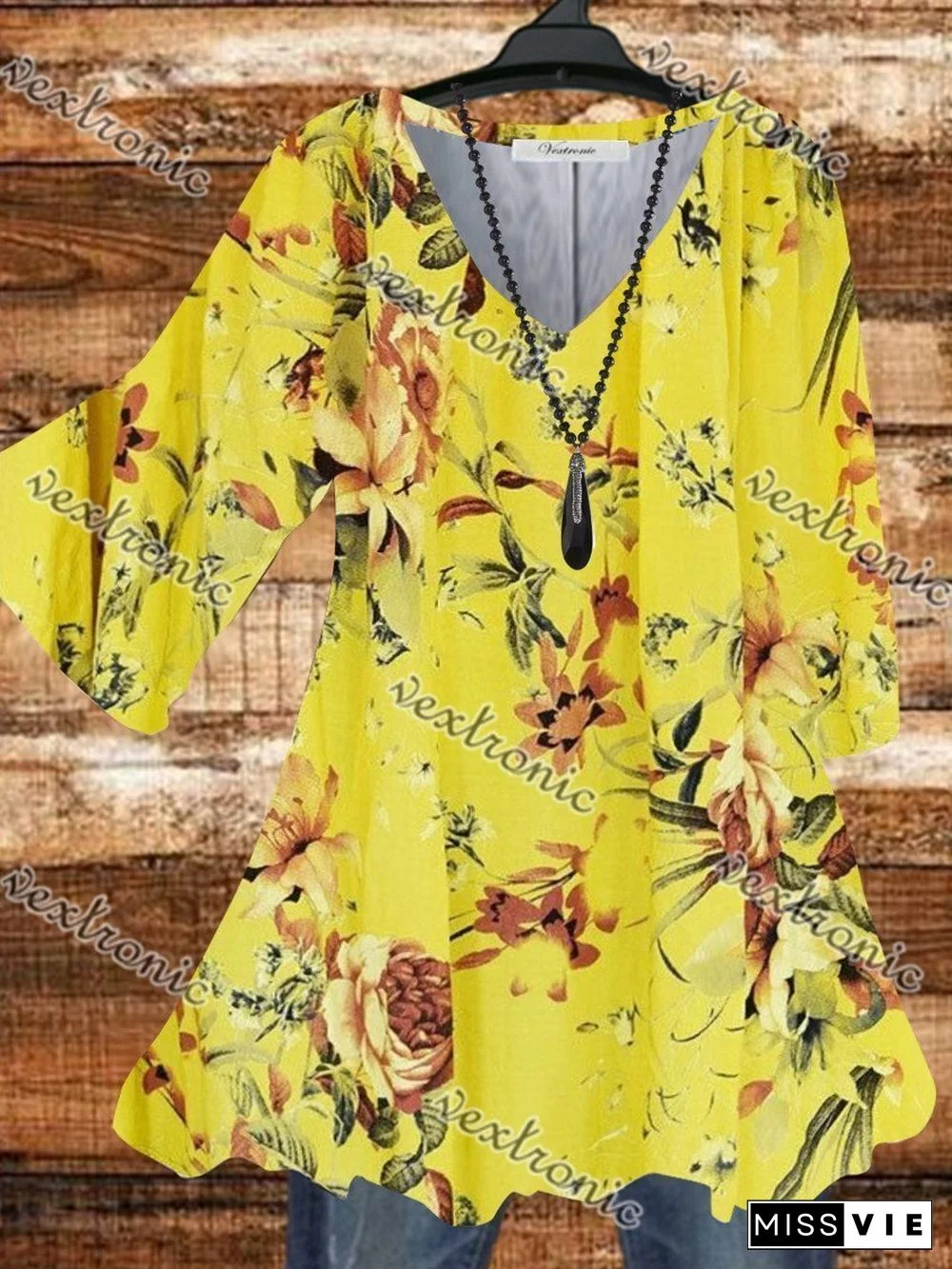 Women Casual Half Sleeve V-neck Floral Printed Top