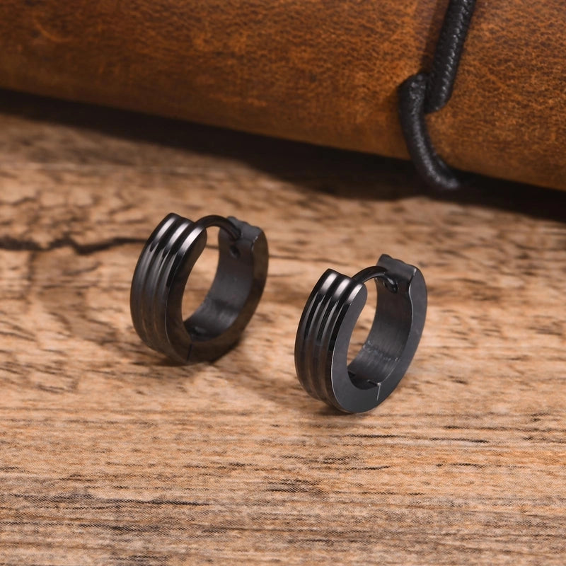 1 Pair Basic Minimalist Solid Color Polishing 201 Stainless Steel Earrings