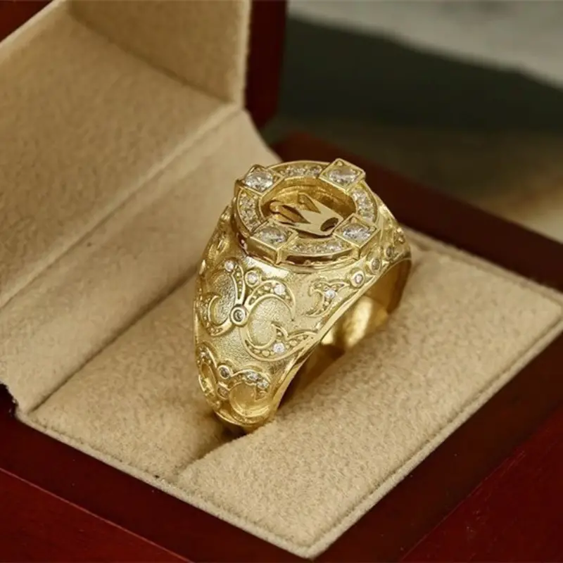 mens heart shaped crown ring fashionable and luxurious statement piece details 2