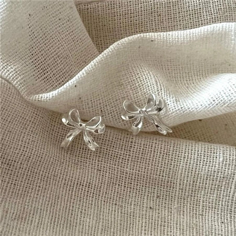 1 Pair 925 Sterling Silver Bow Knot Earrings