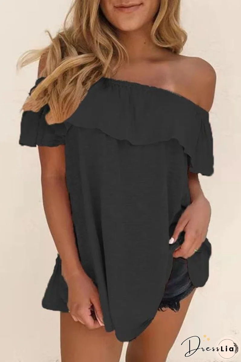 Fashion Casual Solid Patchwork Off the Shoulder T-Shirts