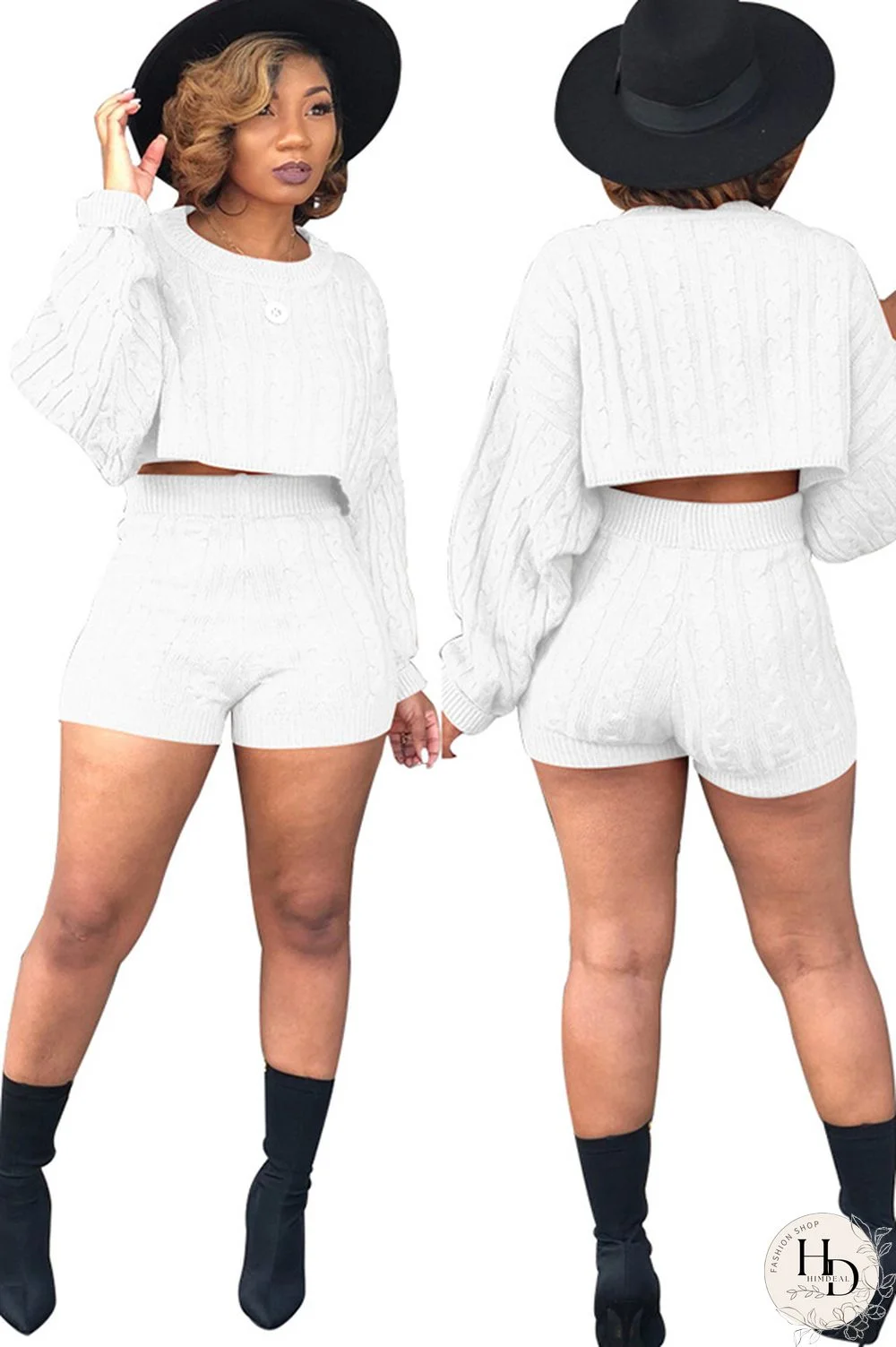 Orange Wool Europe and America Solid Two Piece Suits pencil Long Sleeve Two-Piece Short Set