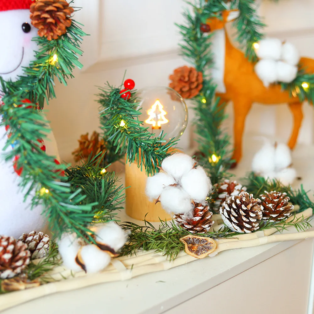 New cotton pine cone Christmas cane decorative string lights
