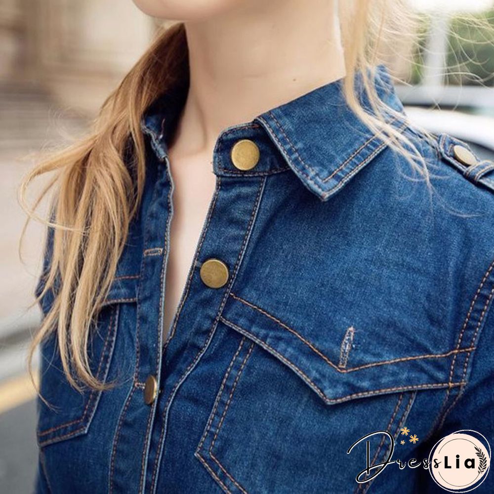 Women Denim Dress Winter Office Slim Big Size Jeans Mid-Cuff Dress Cowboy Dress With Belt For Women Jeans Dress Plus Size