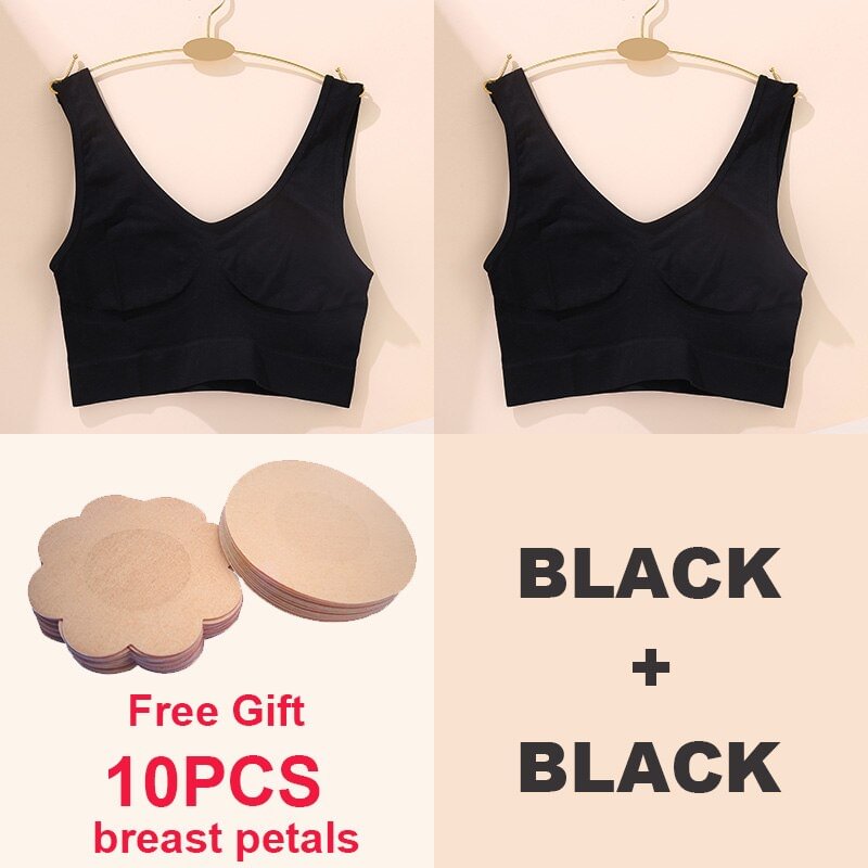 FREE GIFTS! 2PCS/Set Women Tops Seamless Tank Top Female Underwear Sexy Lingerie Tube Camisole Girls Active Bralette Plus Size