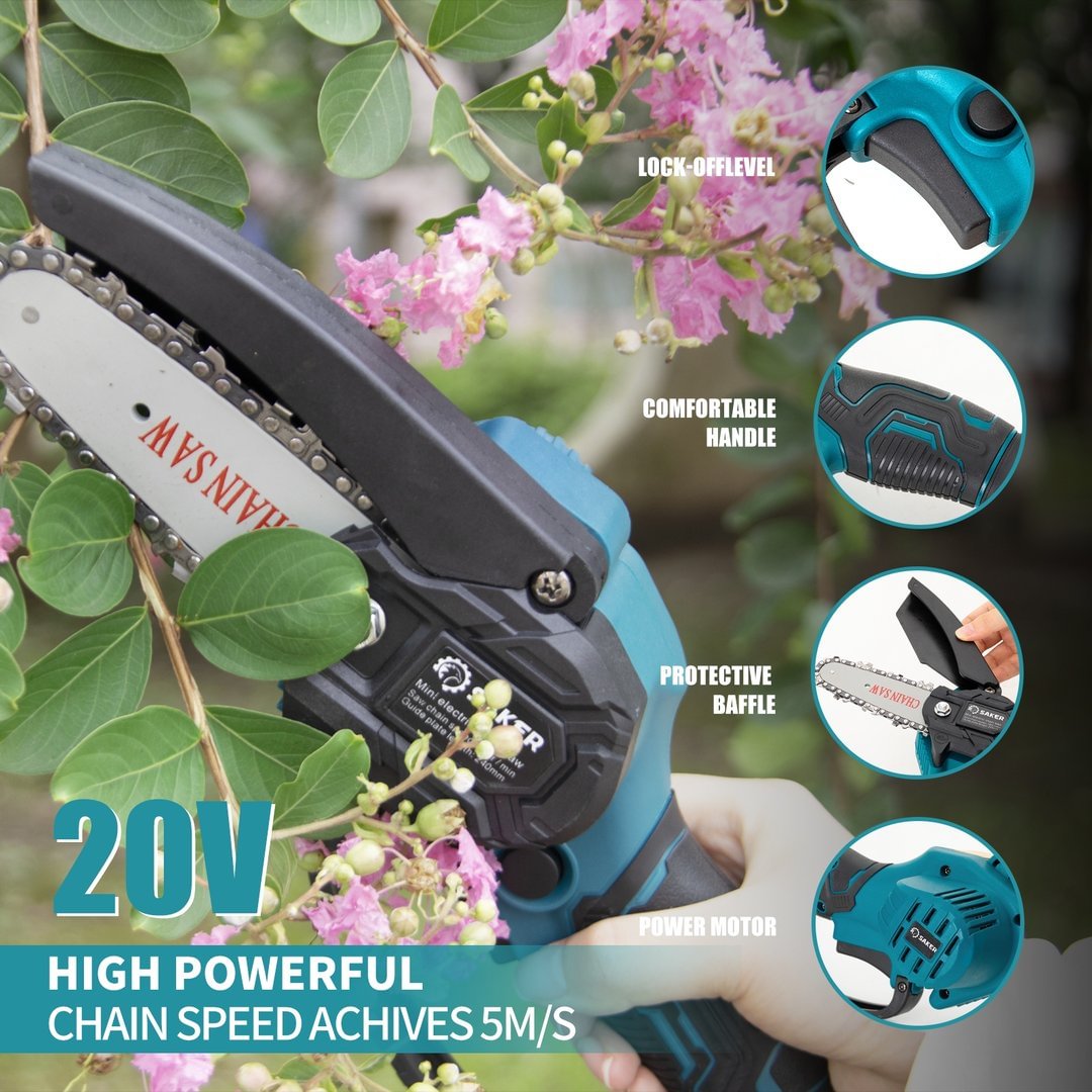 Saker Inch Cordless Mini Electric Handheld Chainsaw