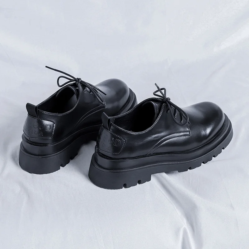 Yyvonne Yyvonne Shoes Men Low Bang Martin Boots Thick Platform Work Shoes British Couples Casual Cool Black Little Leather Shoes 59257-R