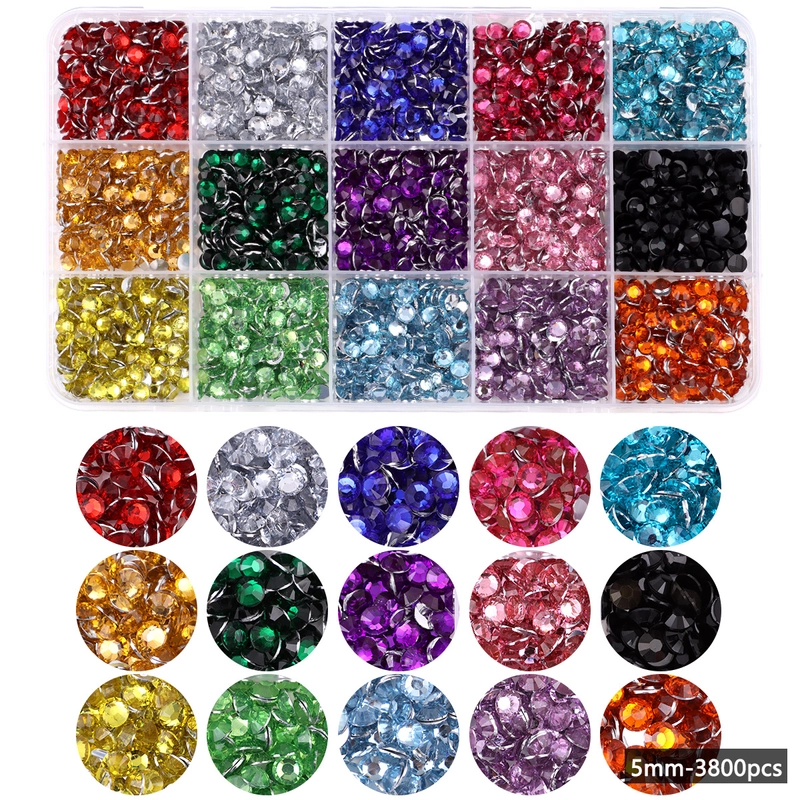 15 Color Resin Bottoming Drill Color AB Diamond Mixed Color Acrylic Diamond Handmade DIY Stick-on Crystals Large Transparent Rhinestone Jewelry Suit