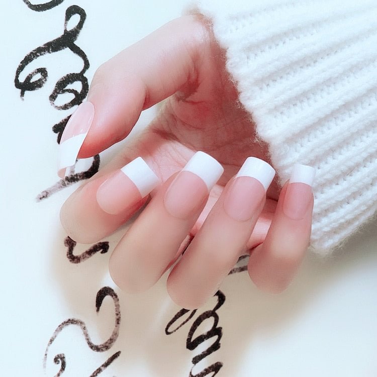 24 Pcs Lots French False Nails With Glue For women Wedding Bride Fake Nail Long Full Nail Tips artificial nails Art accessories
