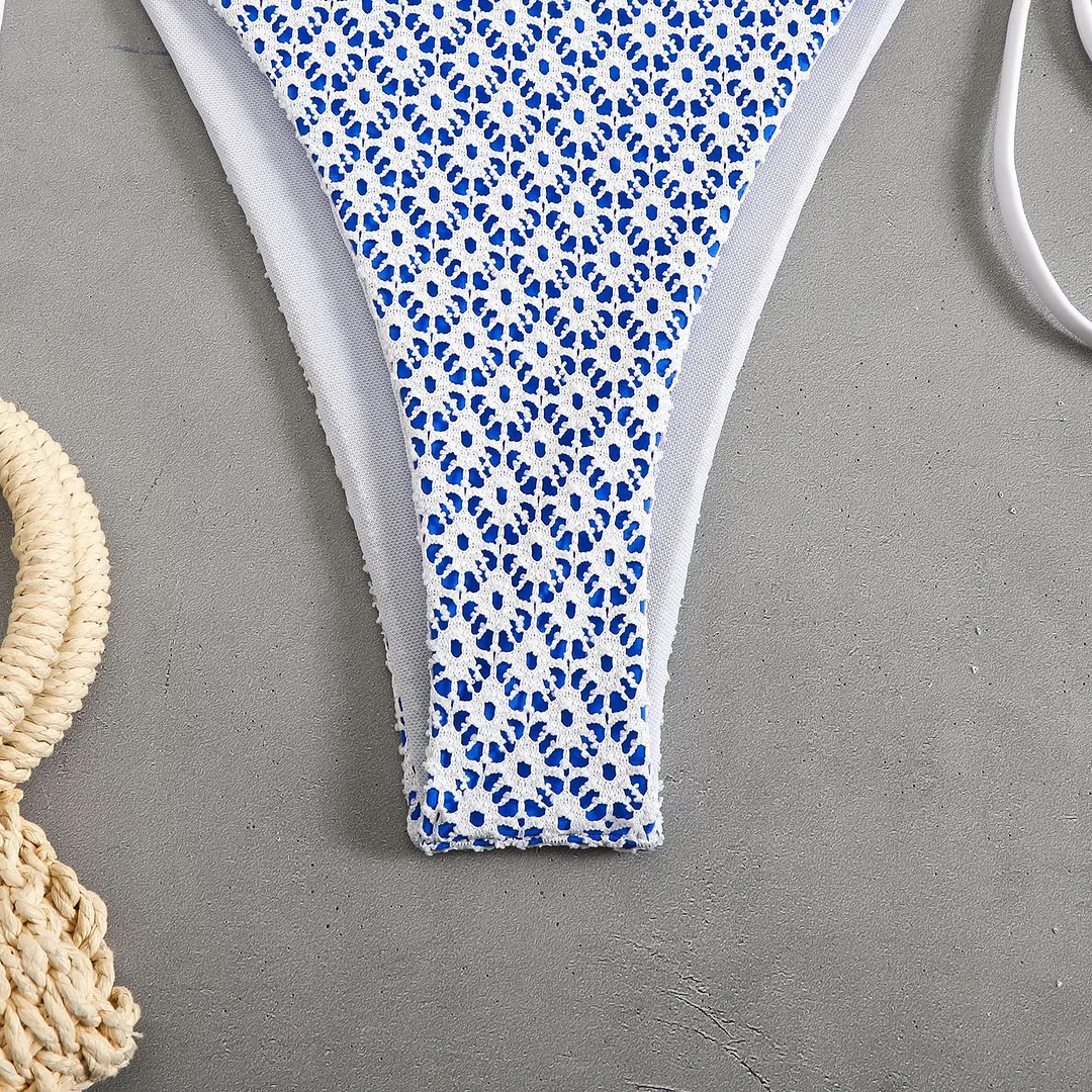 Churchf 2025 Split Swimsuit Sexy Bikini Hanging Neck Tie Bikini Swimsuit Woman