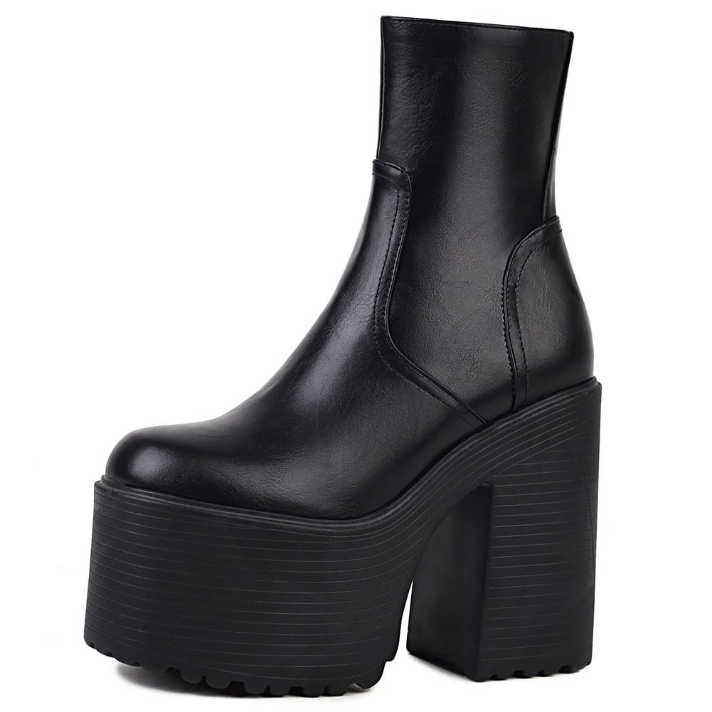 Yyvonne Trendy Luxury 2022 Winter Women's Boots Platform Zip High Heels Shoes Chunky Cool Fashion Punk Goth Motorcycle Boots