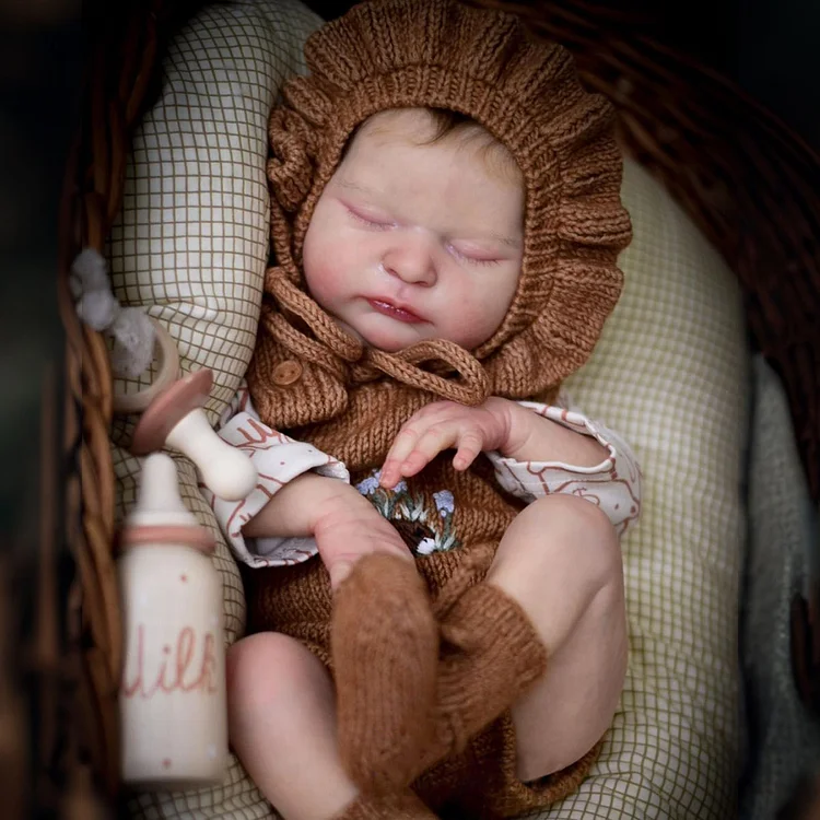  [Heartbeat & Sound] 20" Handmade Lifelike Reborn Newborn Baby Sleeping Girl Named Danish with Hand-Painted Hair - Reborndollsshop®-Reborndollsshop®