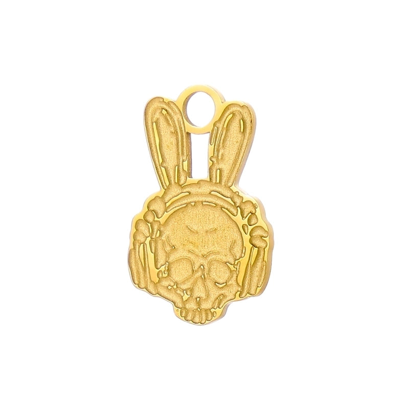 1 Piece 13*10mm 304 Stainless Steel Zircon Heart Shape Skull Polished Pendant Jewelry Accessories