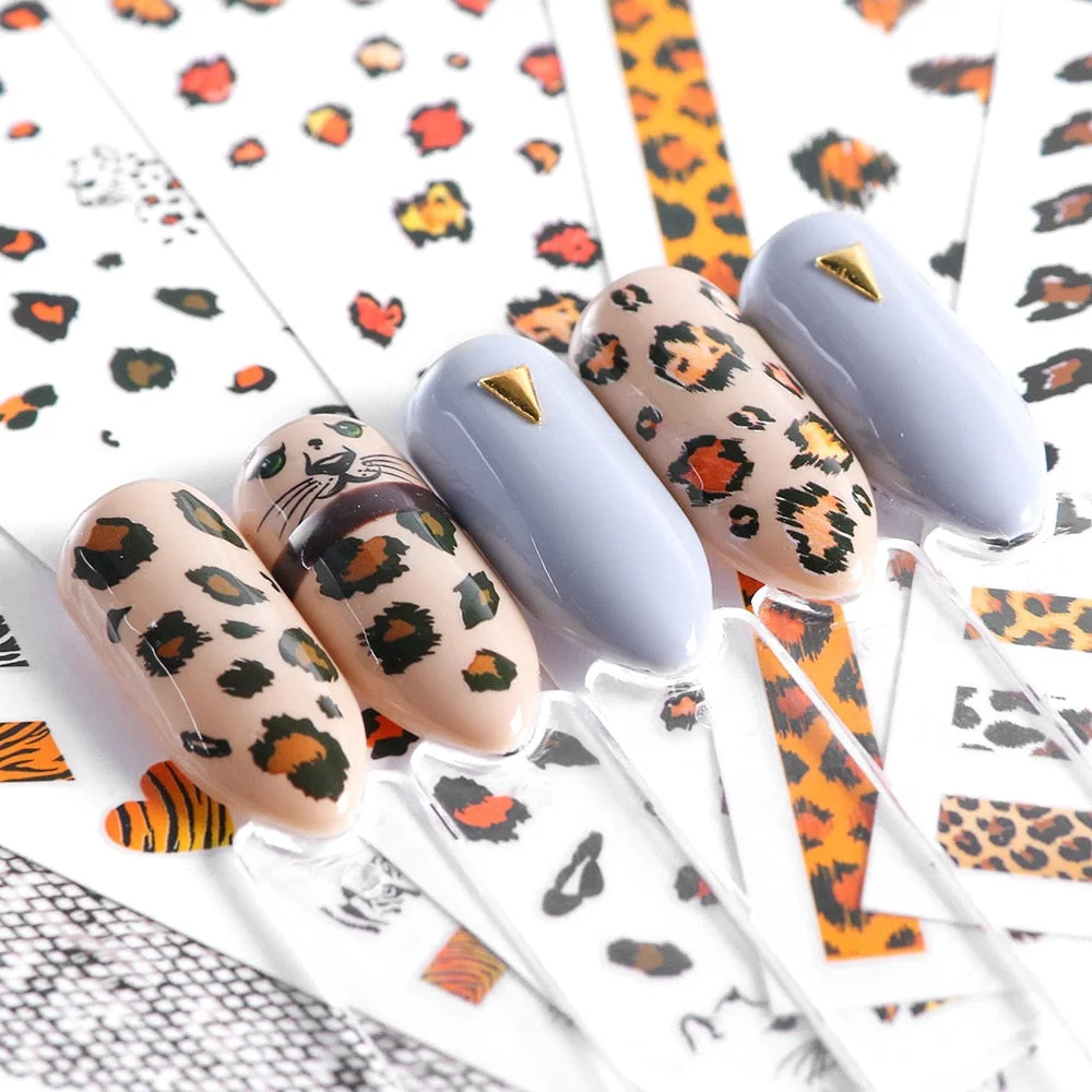 Nail Stickers Back Glue Sexy Leopard Snakeskin Pattern Designs Nail Decal Decoration Tips For Beauty Salons-Nail Inspo