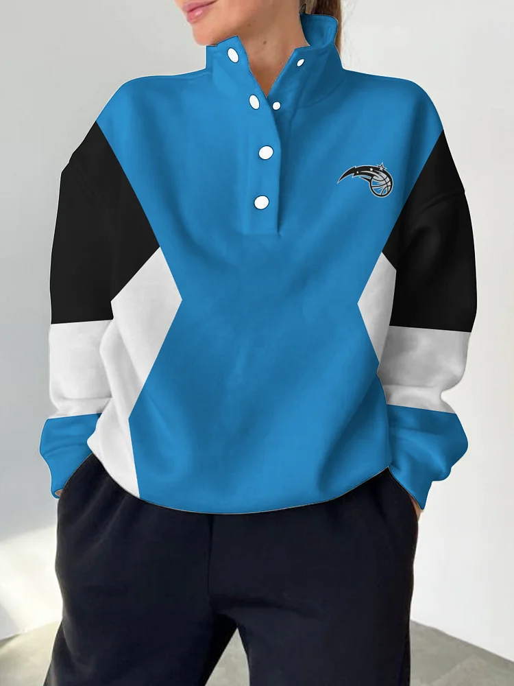 Orlando Magic 2025 New Design Casual Snap Mockneck Pullover
