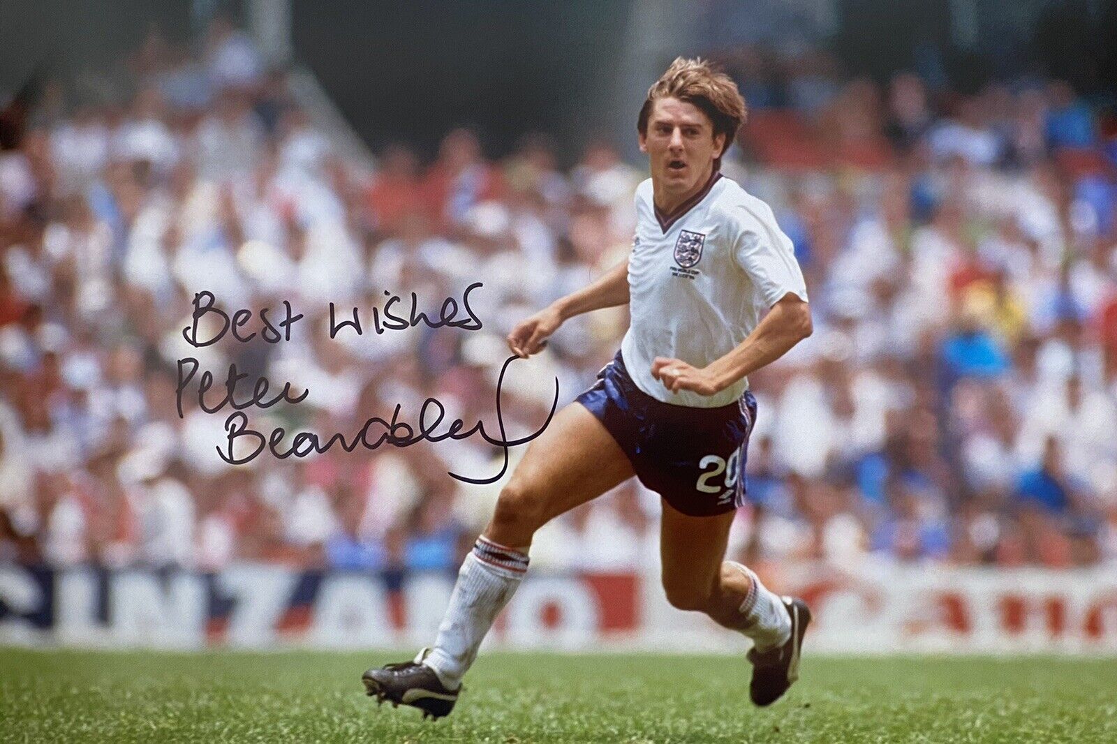 Peter Beardsley Genuine Hand Signed England 12x8 Photo Poster painting