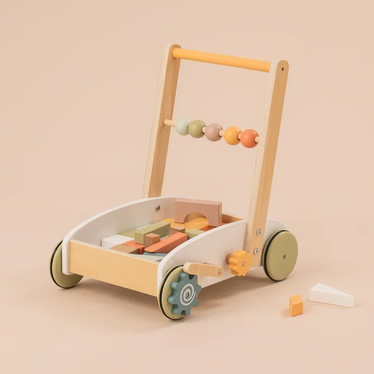 ROBUD Wooden Baby Push Walker Toy with Blocks WG189 | Robotime Online