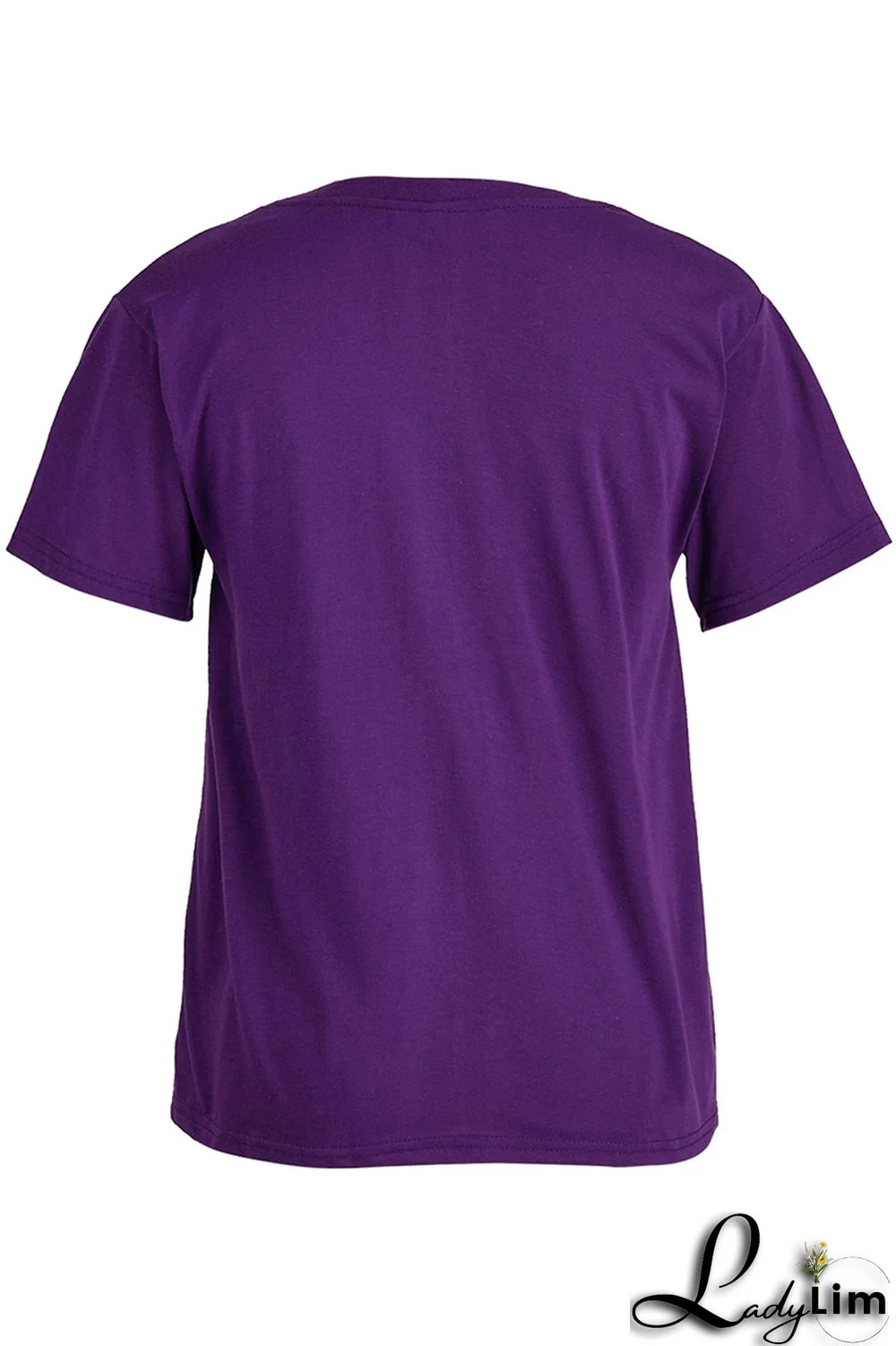 Purple Fashion Casual Print Basic O Neck T-Shirts