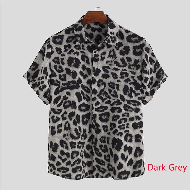 Casual Leopard Printed Men Shirt Short Sleeve Party 2022 Camisa Lapel Summer Fashion Mens Hawaiian Shirts Streetwear INCERUN 5XL