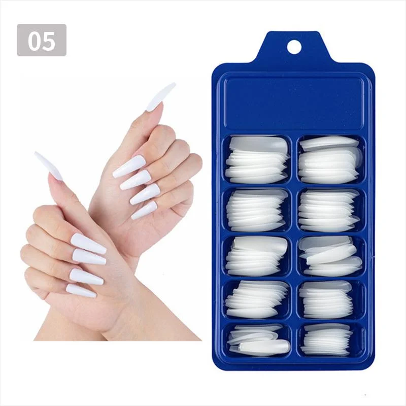 100Pcs Black White False Nail Tips Full Cover Acrylic Almond Coffin Candy Colorful Fake Nails Tip Manicure Extension Nail Tool-Nail Inspo