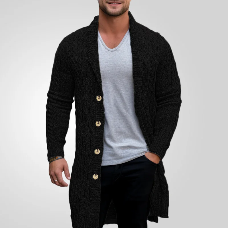 Uveng Uveng Men's Men's Long Knit Shirt Coarse Needle Twisting Shirt Sweater Woven Coat SY0107