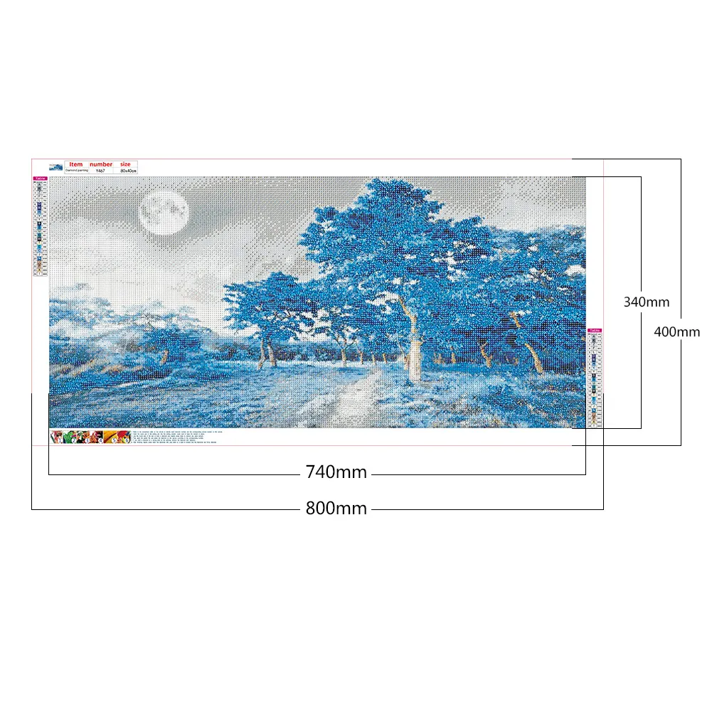 Full Round Diamond Painting 80*40cm - Blue Woods