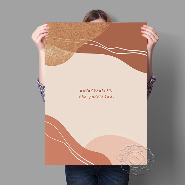 Nevertheless She Persisted Art Print | Boho Girl Power Quote Poster | Minimal Typography Print | Feminist WomTone Art | Wa| Nara