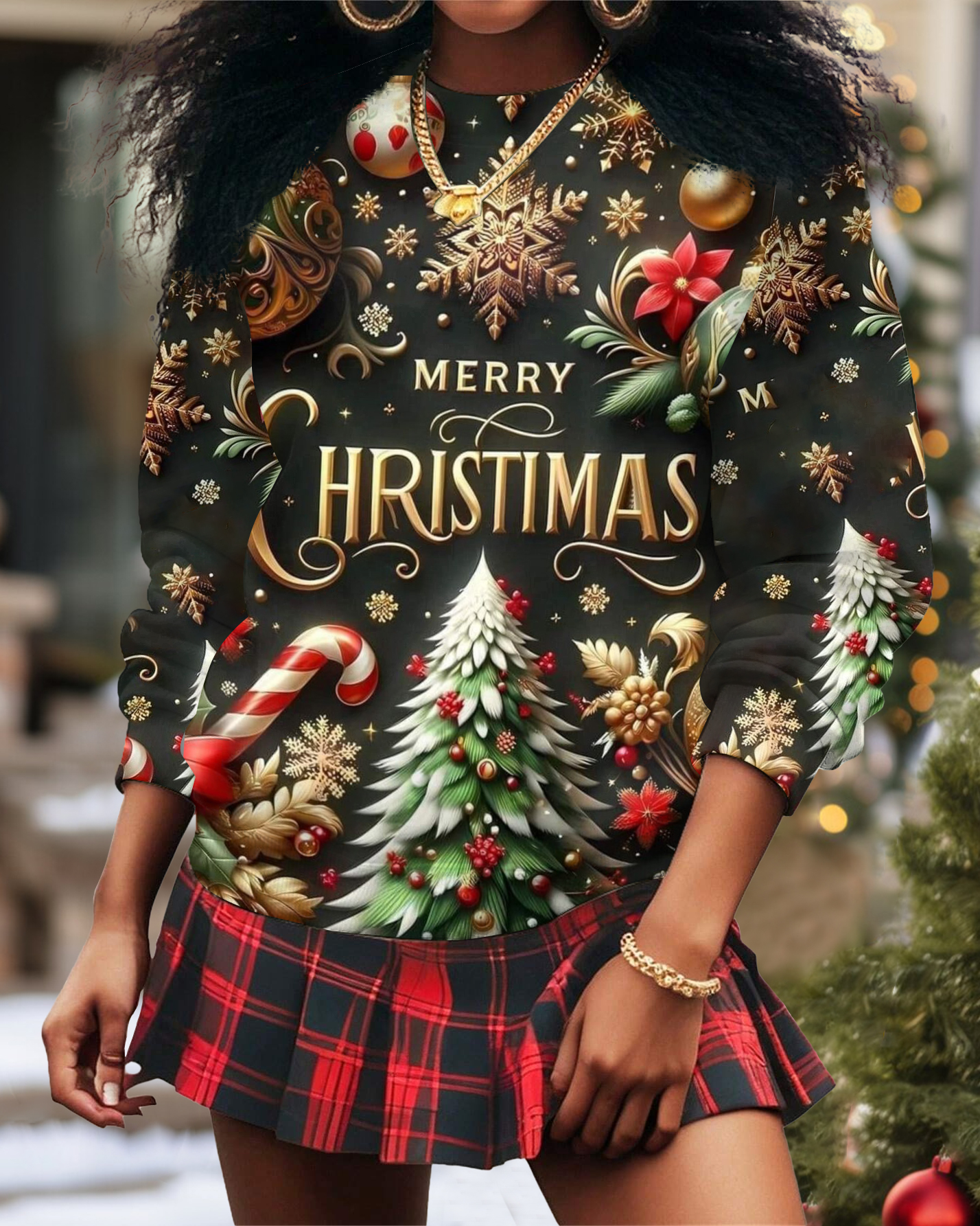 Merry Christmas Snowflake Lantern Christmas Crewneck Sweatshirt