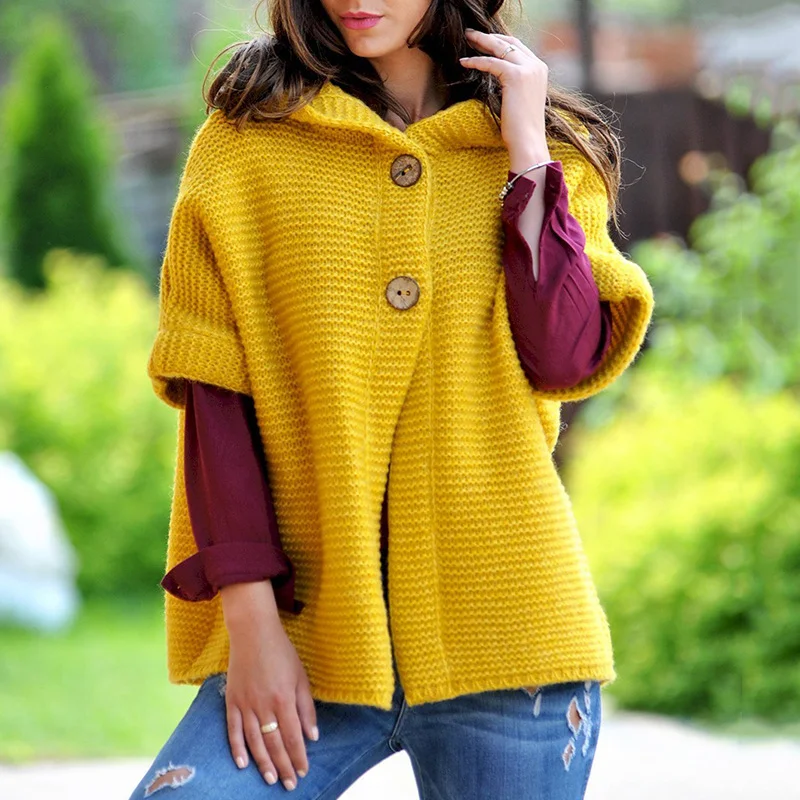 Loose Knit Hooded Cardigans For Women