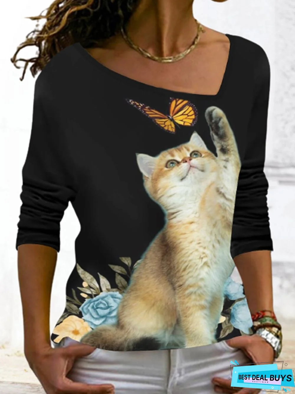 Animal Cat Casual Jersey T-Shirt
