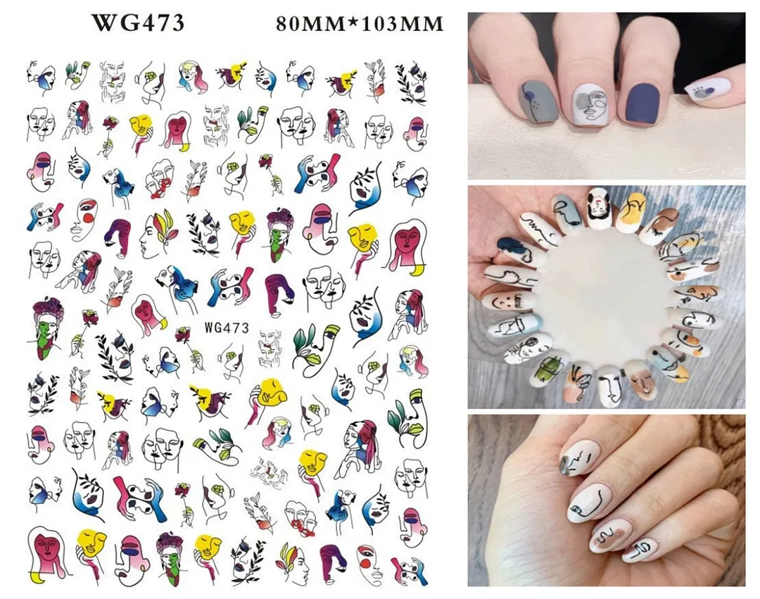 1pcs Leaf With Lines Nails Sticker Designer Fruit Nail Art 3D Decals Acrylic Designs Self Adhesive Manicure Slider Accesorioss-Nail Inspo