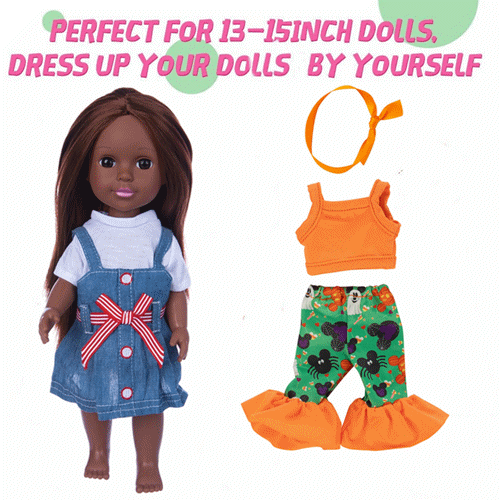 14in Soft Silicone Vinyl brown skin black dolls with long hair doll has