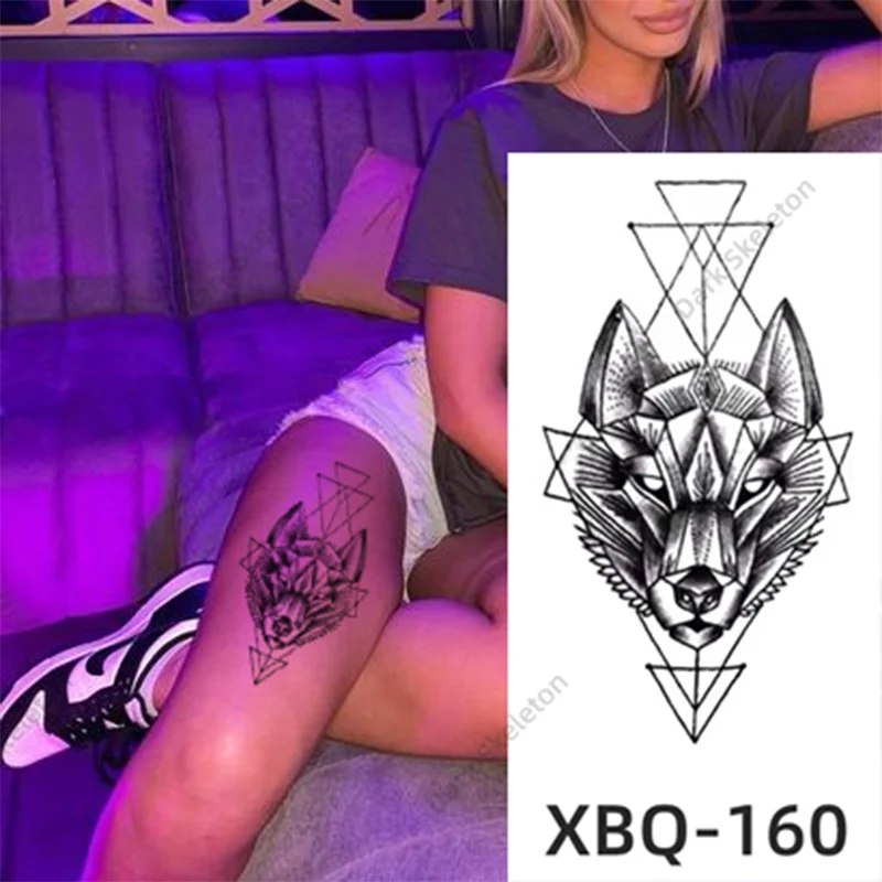 Sdrawing Black Forest Tattoo Sticker For Men Women Children Tiger Wolf Death Temporary Tattoo Fake Henna Skeleton King Animal Tatoo