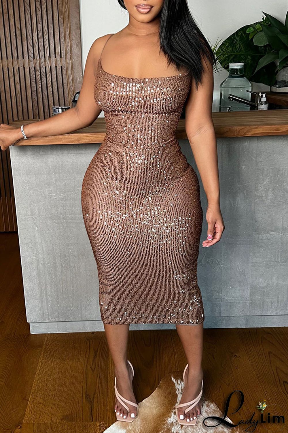 White Sexy Solid Sequins Patchwork Backless Spaghetti Strap One Step Skirt Dresses