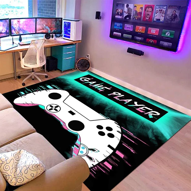 Gamer Area Rugs for Teen Boys Kids Gamepad Carpet for Living Room Home Decor Non-Slip Floor Carpet Yoga Mat for Bedroom Decor