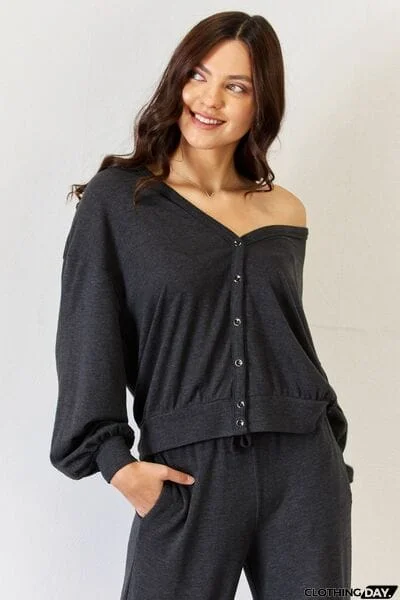 RISEN Ultra Soft  Button Up Long Sleeve Lounge Cardigan