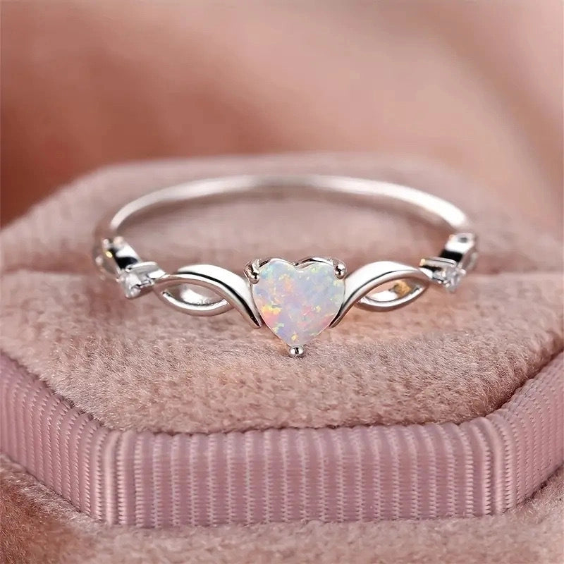 925 Sterling Silver Heart Shape Open Rings