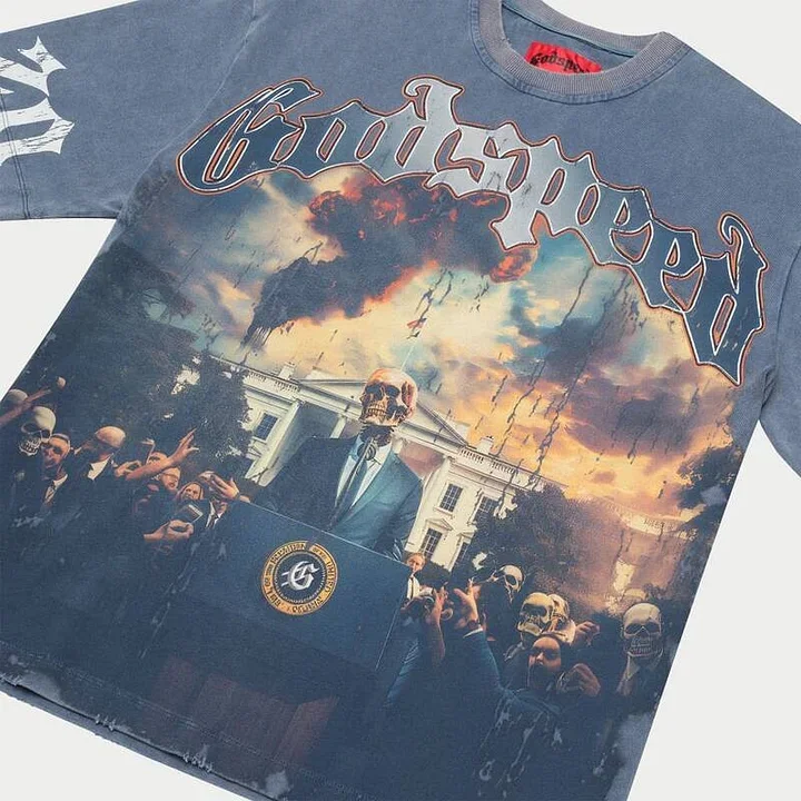 Godspeed Skull Graphic T-Shirt | Oversized Gothic Streetwear Tee