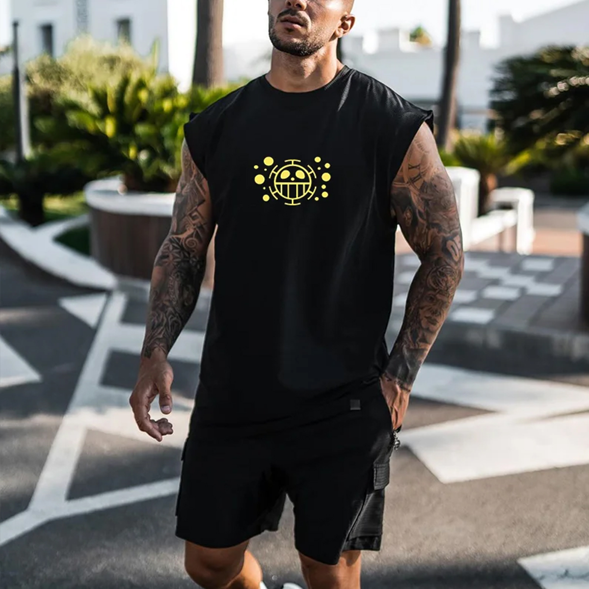 Oversized Anime Print Tank Top