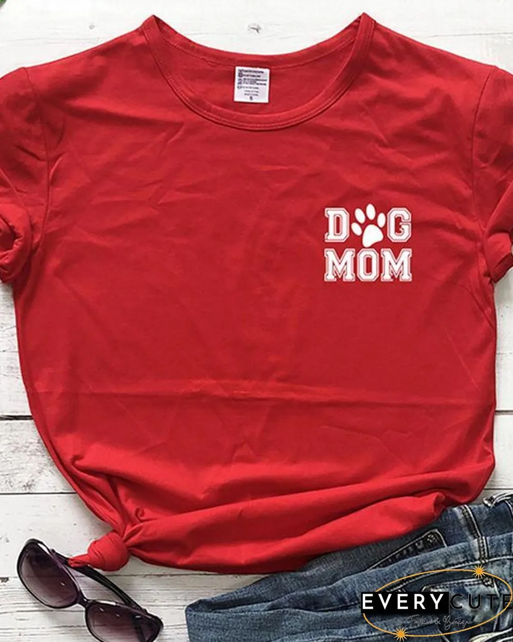 Dog Mom Cotton Tee Printed T-Shirt