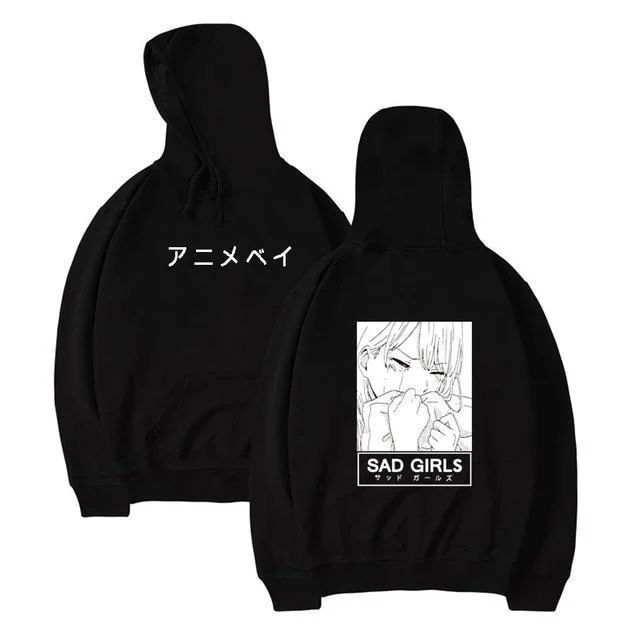 Sad girl shop anime hoodie