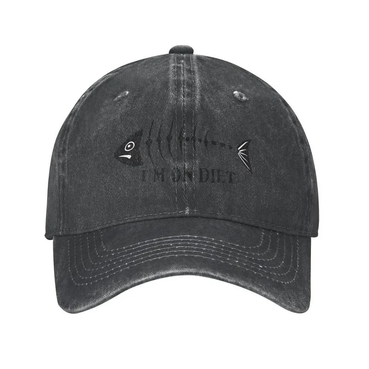 Personalized Cotton Fish Bone Fishing-Im On Diet Baseball Cap Outdoor Women Mens Adjustable Dad Hat Summer