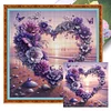 >SALE<Full Embroidery Eco-cotton Thread 11CT Printed Beach Heart Cross Stitch 50x50cm